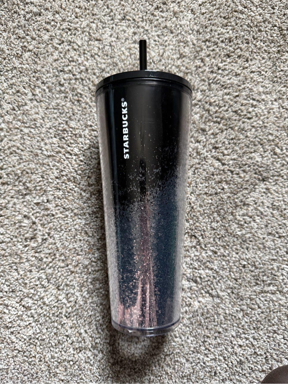 NWT Starbucks Black Glitter Ombre Tumbler